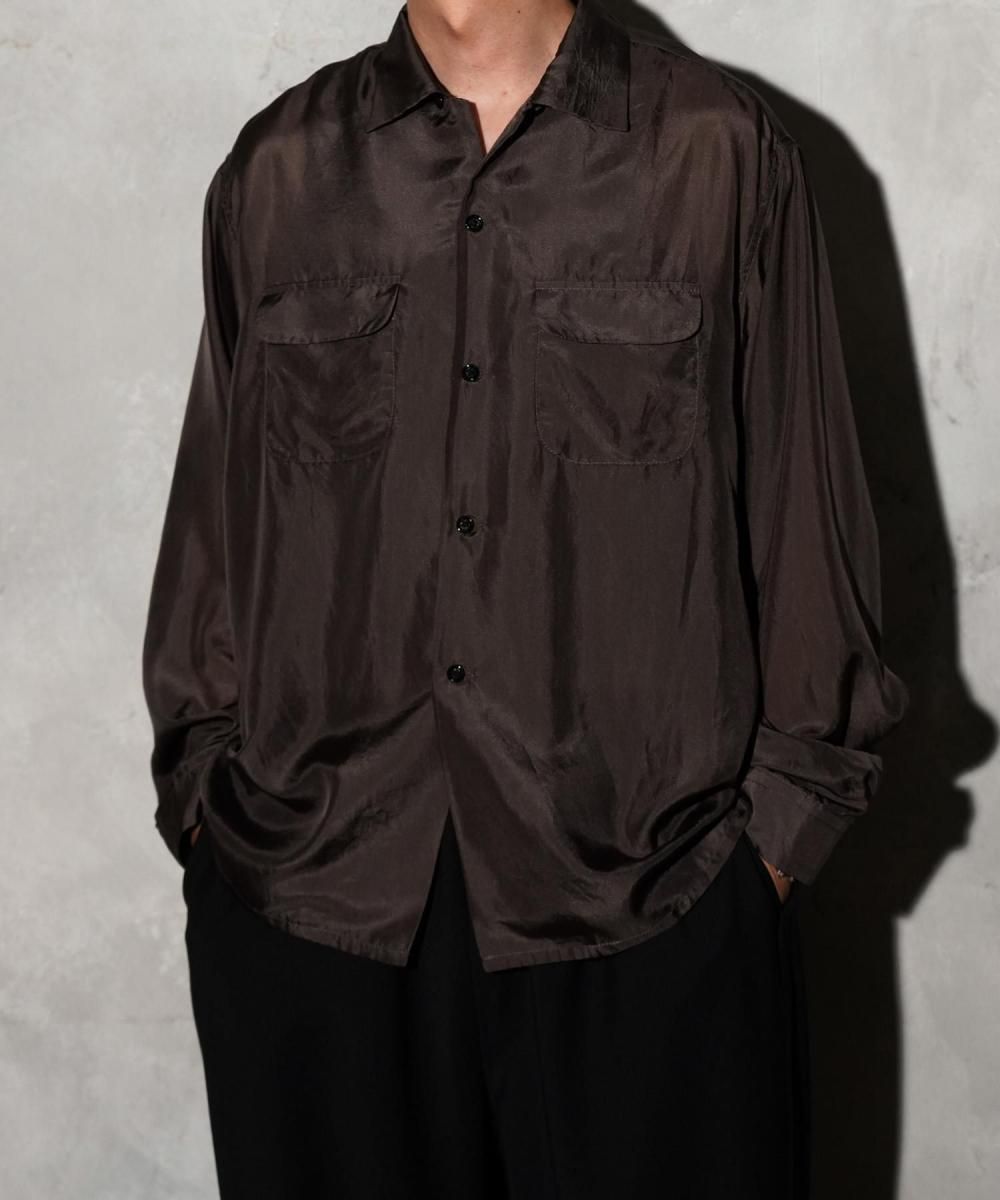 40S SILK W-FLAP LOOP COLLAR SHIRT - CHARCOAL