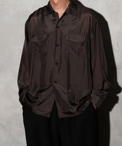 40S SILK W-FLAP LOOP COLLAR SHIRT - CHARCOAL