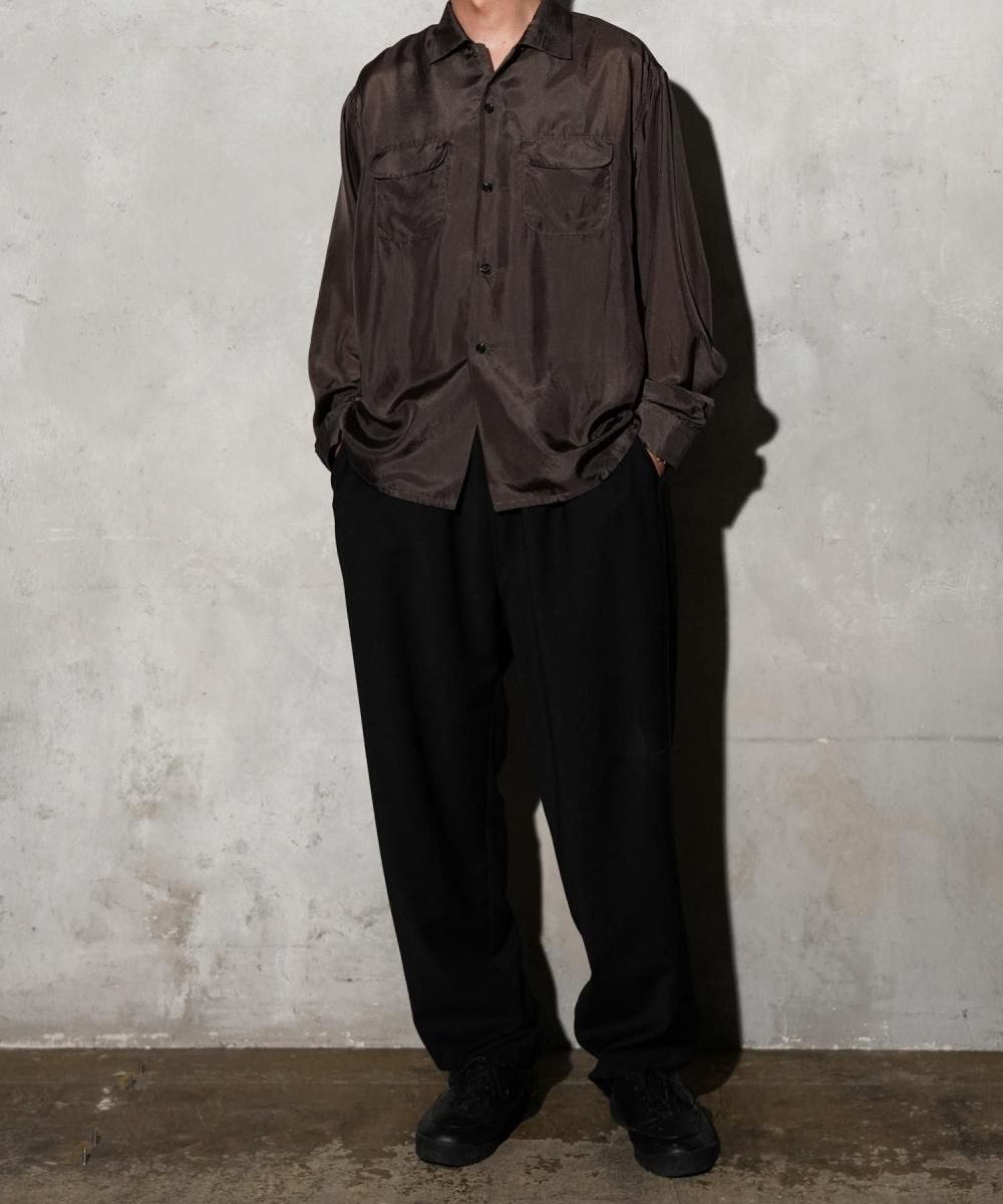 40S SILK W-FLAP LOOP COLLAR SHIRT - CHARCOAL