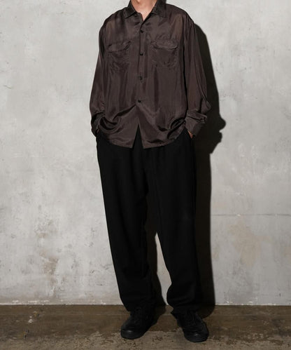 40S SILK W-FLAP LOOP COLLAR SHIRT - CHARCOAL