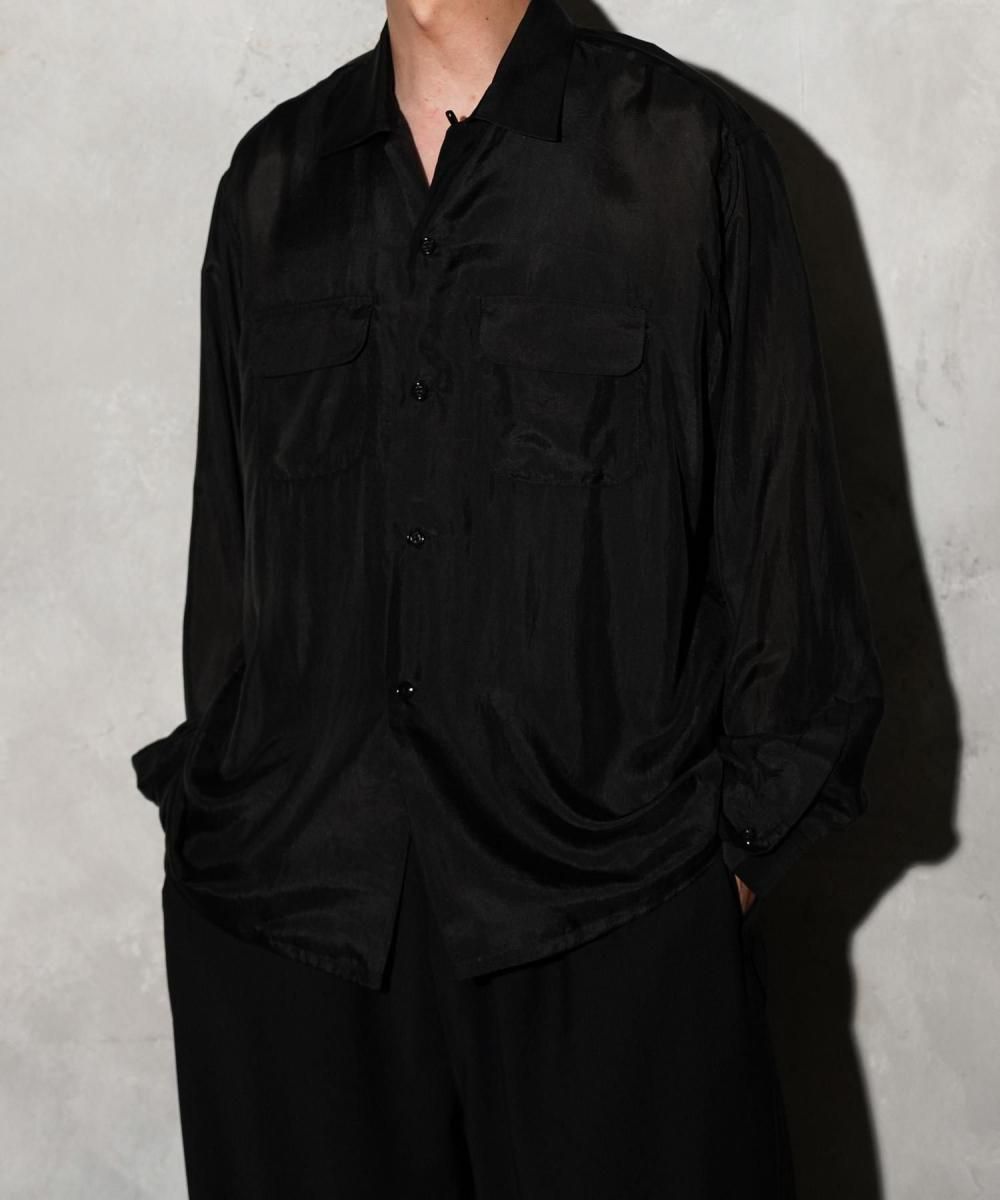 40S SILK W-FLAP LOOP COLLAR SHIRT - GRAY