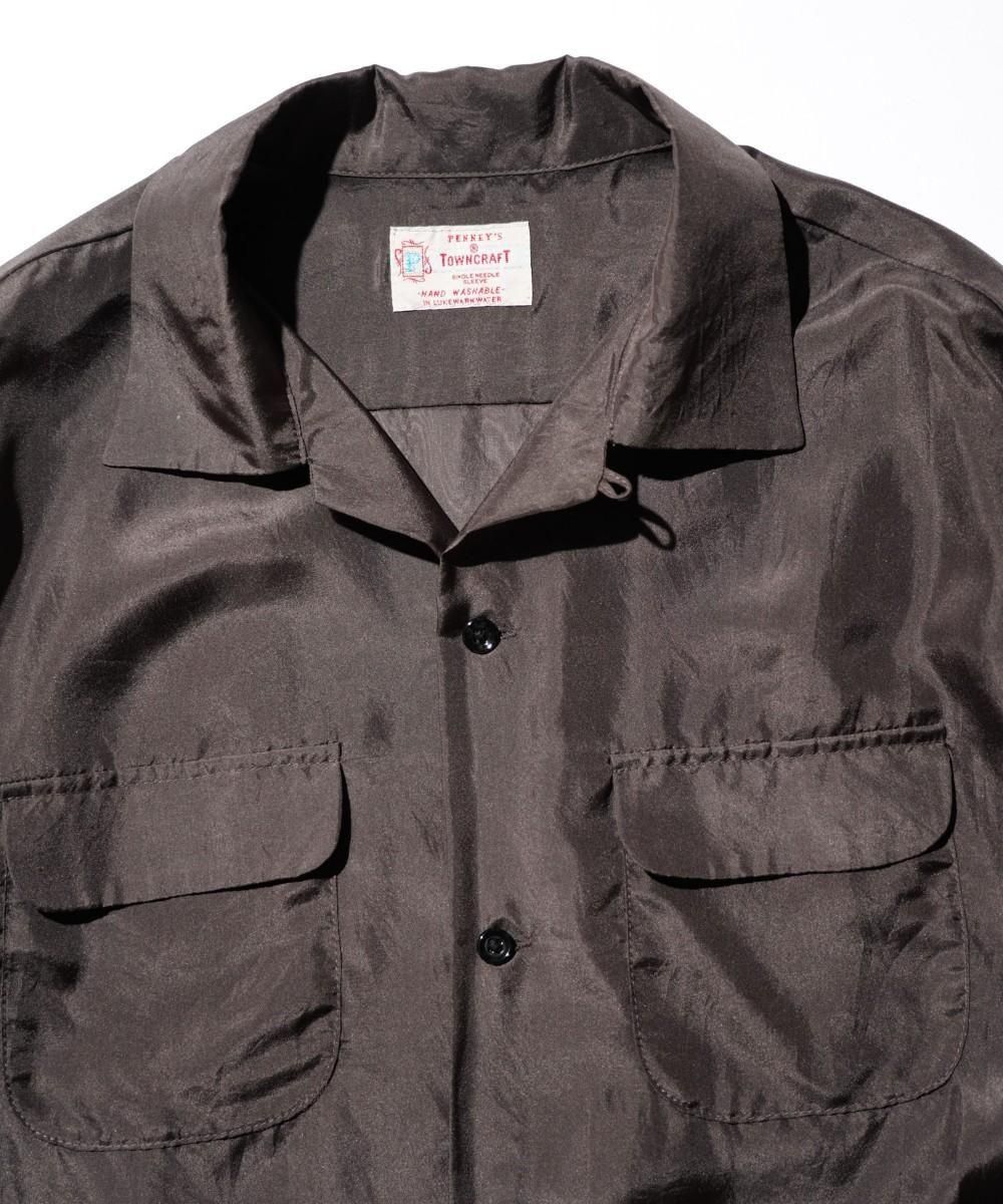 40S SILK W-FLAP LOOP COLLAR SHIRT - CHARCOAL