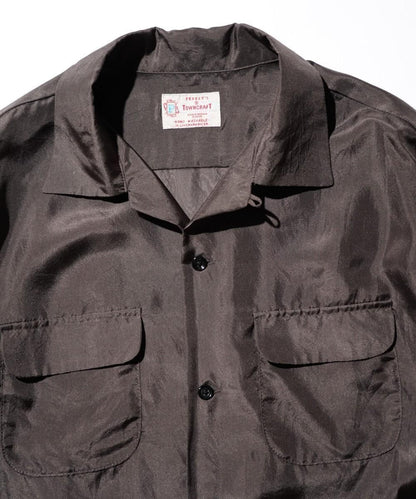 40S SILK W-FLAP LOOP COLLAR SHIRT - CHARCOAL