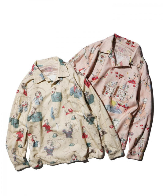 PRINTED NEL LOOP COLLAR SHIRTS