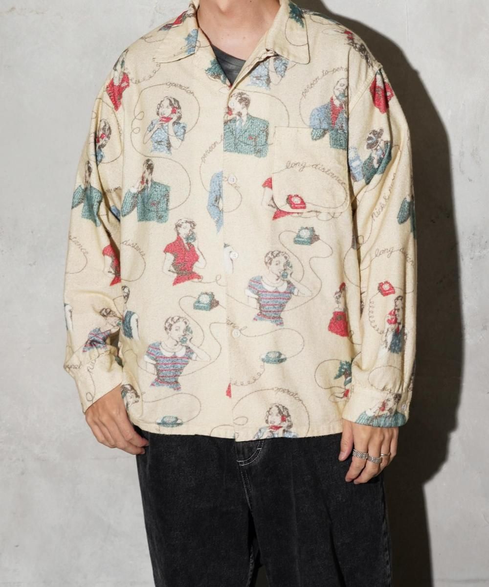 PRINTED NEL LOOP COLLAR SHIRTS