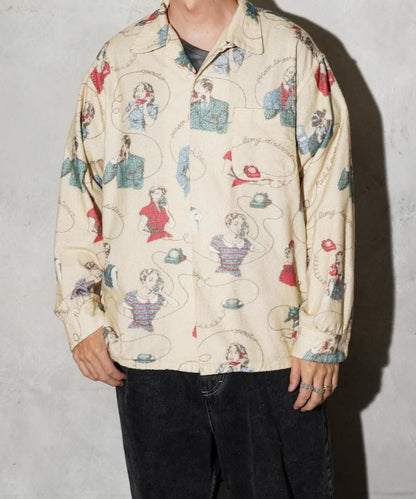 PRINTED NEL LOOP COLLAR SHIRTS