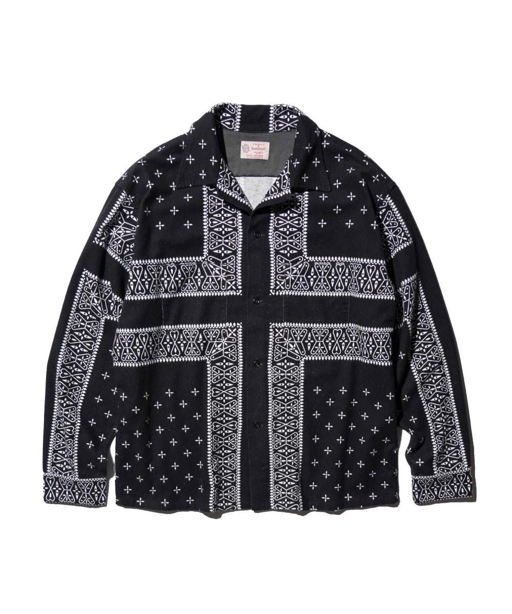 PRINTED NEL LOOP COLLAR SHIRTS -PAISLEY-