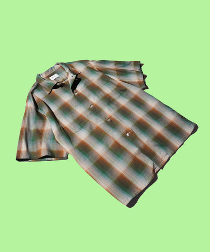 60S OMBRE PLAID RAYON SS SHIRTS MADE IN JAPAN