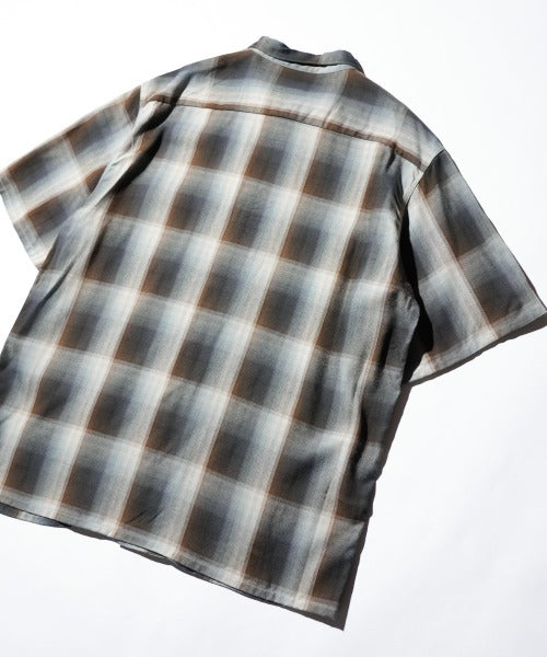 60S OMBRE PLAID RAYON SS SHIRTS MADE IN JAPAN