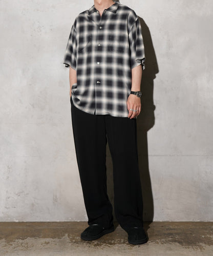 60S OMBRE PLAID RAYON SS SHIRTS MADE IN JAPAN