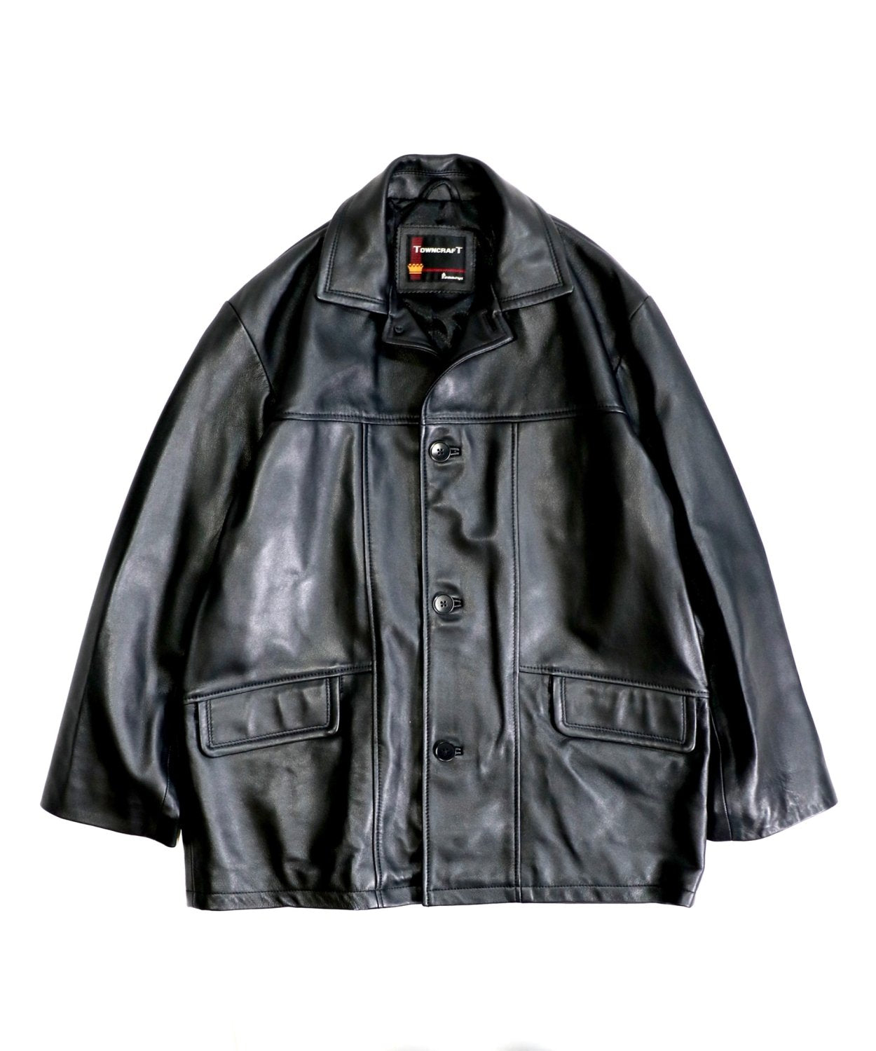 LEATHER CAR COAT BLACK
