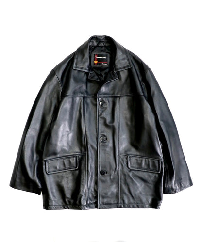 LEATHER CAR COAT BLACK