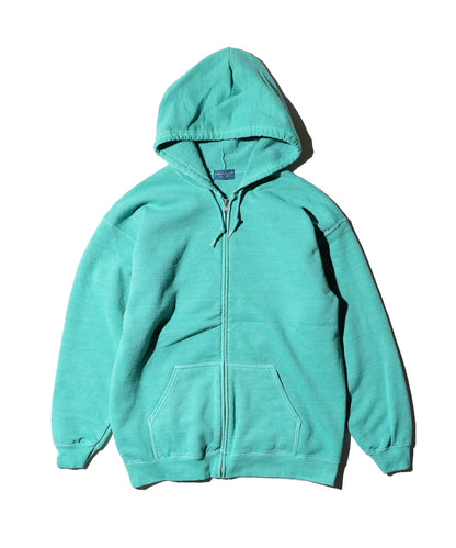90S PIGMENT FULL ZIP HOODIE E.GREEN