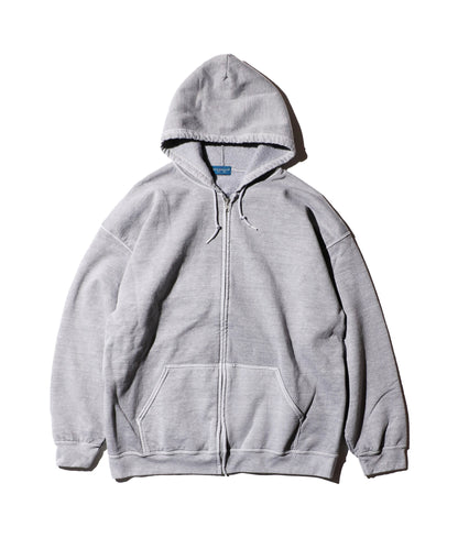 90S PIGMENT FULL ZIP HOODIE BLUE GRAY