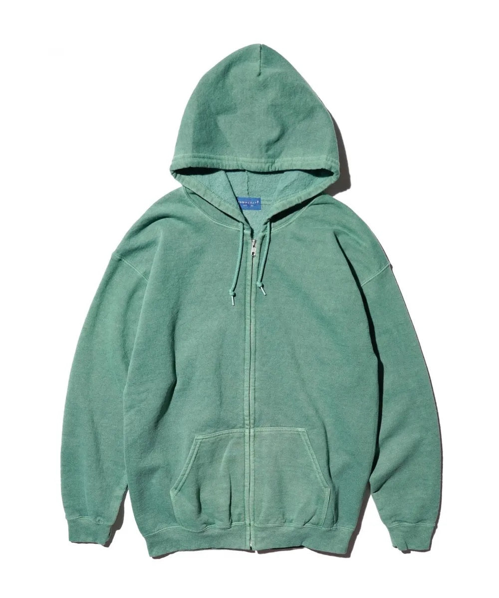 90S PIGMENT FULL ZIP HOODIE OLIVE