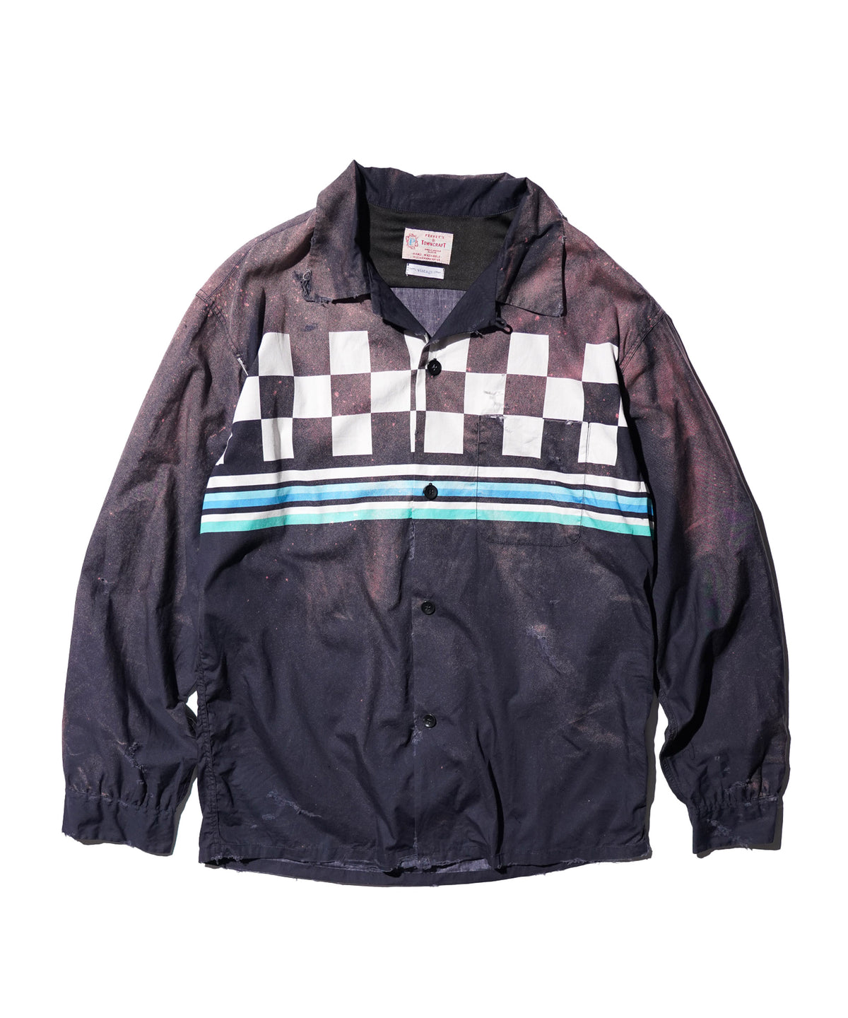 TOWNCRAFT ONE IN THE WORLD CHECKER PRINTED LOOP COLLAR SHIRT