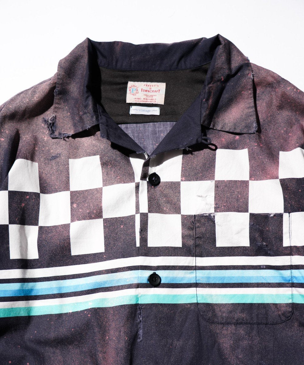 TOWNCRAFT ONE IN THE WORLD CHECKER PRINTED LOOP COLLAR SHIRT