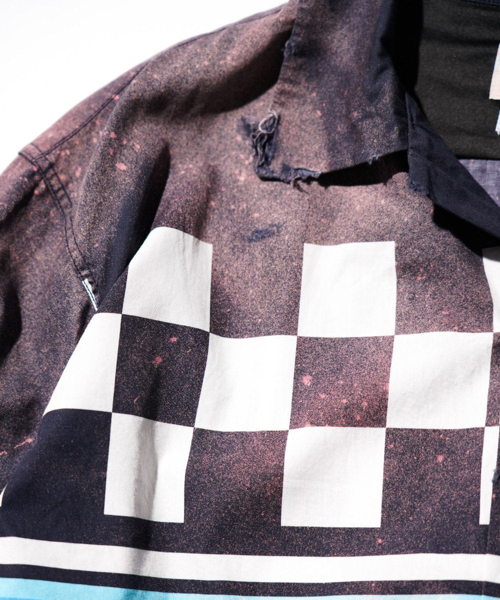 TOWNCRAFT ONE IN THE WORLD CHECKER PRINTED LOOP COLLAR SHIRT