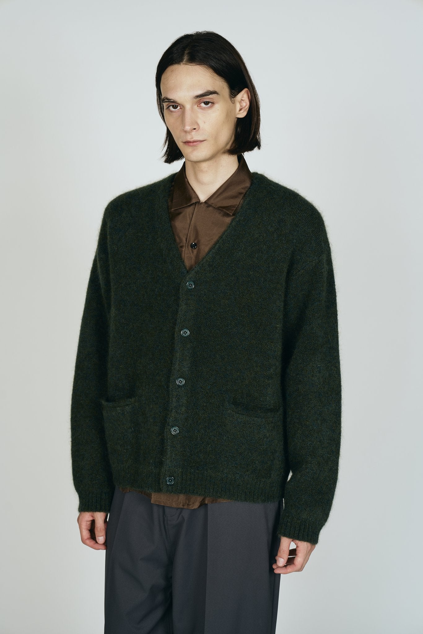 TOWNCRAFT MOHAIR SHAGGY CARDIGAN モデル着用