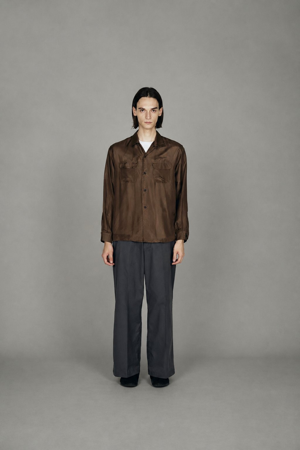 TOWNCRAFT 40S SILK W-FLAP LOOP COLLAR SHIRT モデル着用