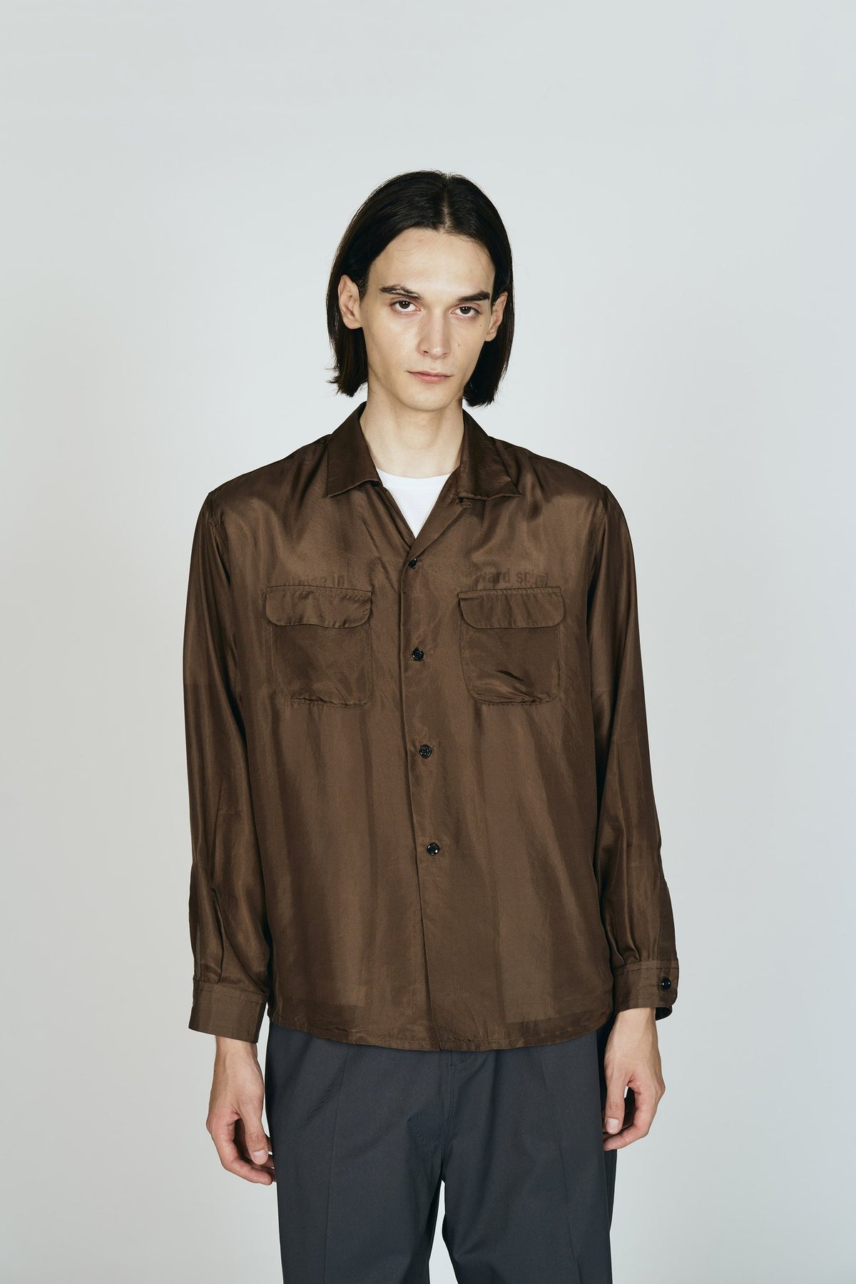 TOWNCRAFT 40S SILK W-FLAP LOOP COLLAR SHIRT モデル着用
